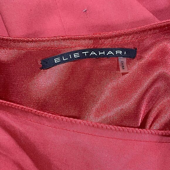 Elie Tahari Red Dress Size 6 Sheath Drape Bodice Above Knee Lined Wedding Sexy - Picture 9 of 12